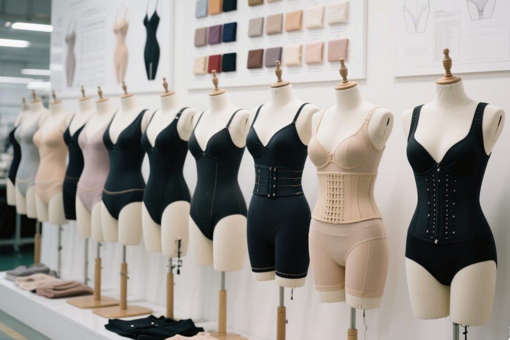 Modelos de prendas moldeadoras en el showroom de S-SHAPER